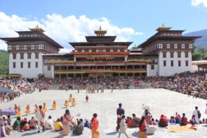 People-gathered-to-watch-masked-dances-and-get-blessings-at-the-annual-Thimphu-festival
