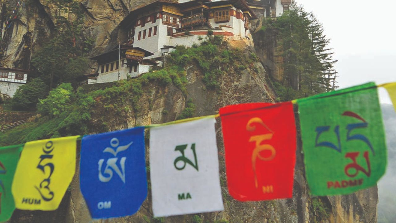 Tiger’s Nest Monastery overlooking the wide Paro valley landscape.
