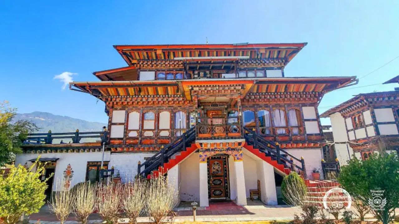 Jakar Village Lodge in Bumthang Valley providing a cozy village-style stay with traditional Bhutanese architecture and peaceful mountain surroundings.