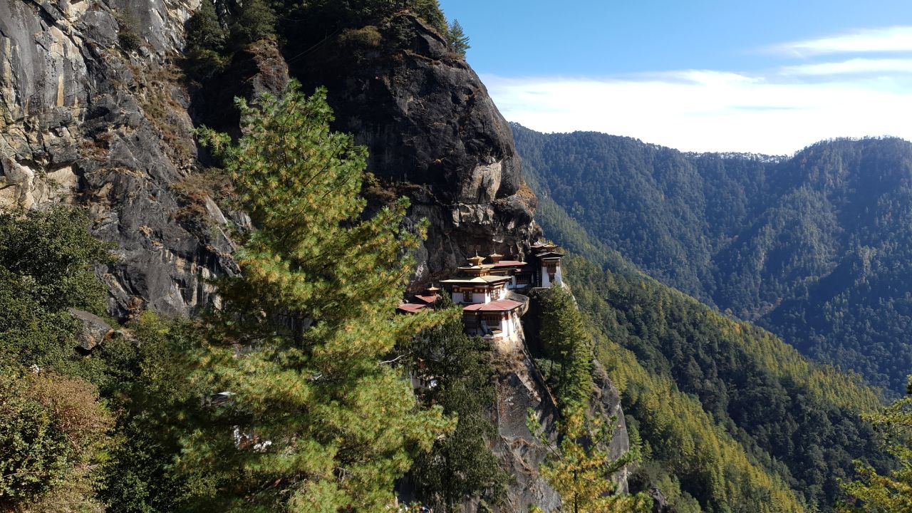Taktsang Monastery in the Cliffs of the Paro Valley.

 