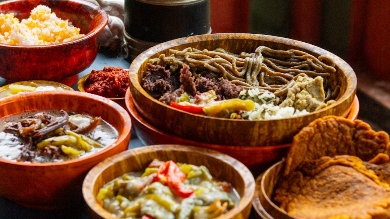 Traditional Bhutanese meal